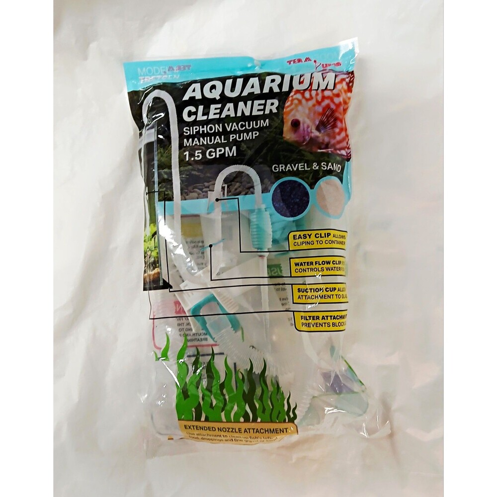 TIERA Pump Aquarium Cleaner Siphon Vacuum Manual 1.5 GPM w/ Extended Nozzle